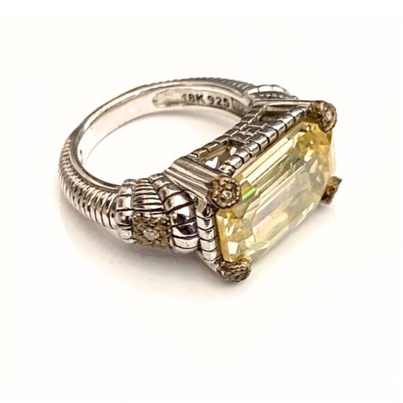 Judith Ripka JR Two 18K and Sterling Canary Crystal Ring - Picture 1 of 7